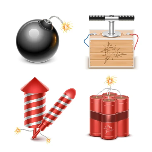 Pyrotechnische vector icon set — Stockvector