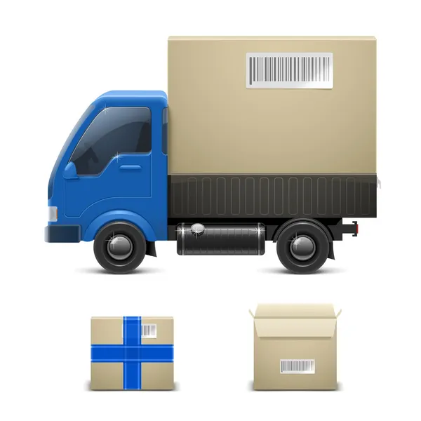 Truck with a gift vector icon xxl — Stock Vector