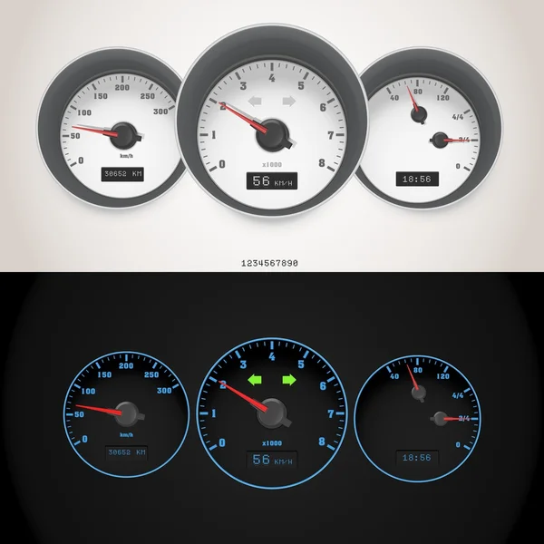 Tachimetro per auto vettoriali — Vettoriale Stock