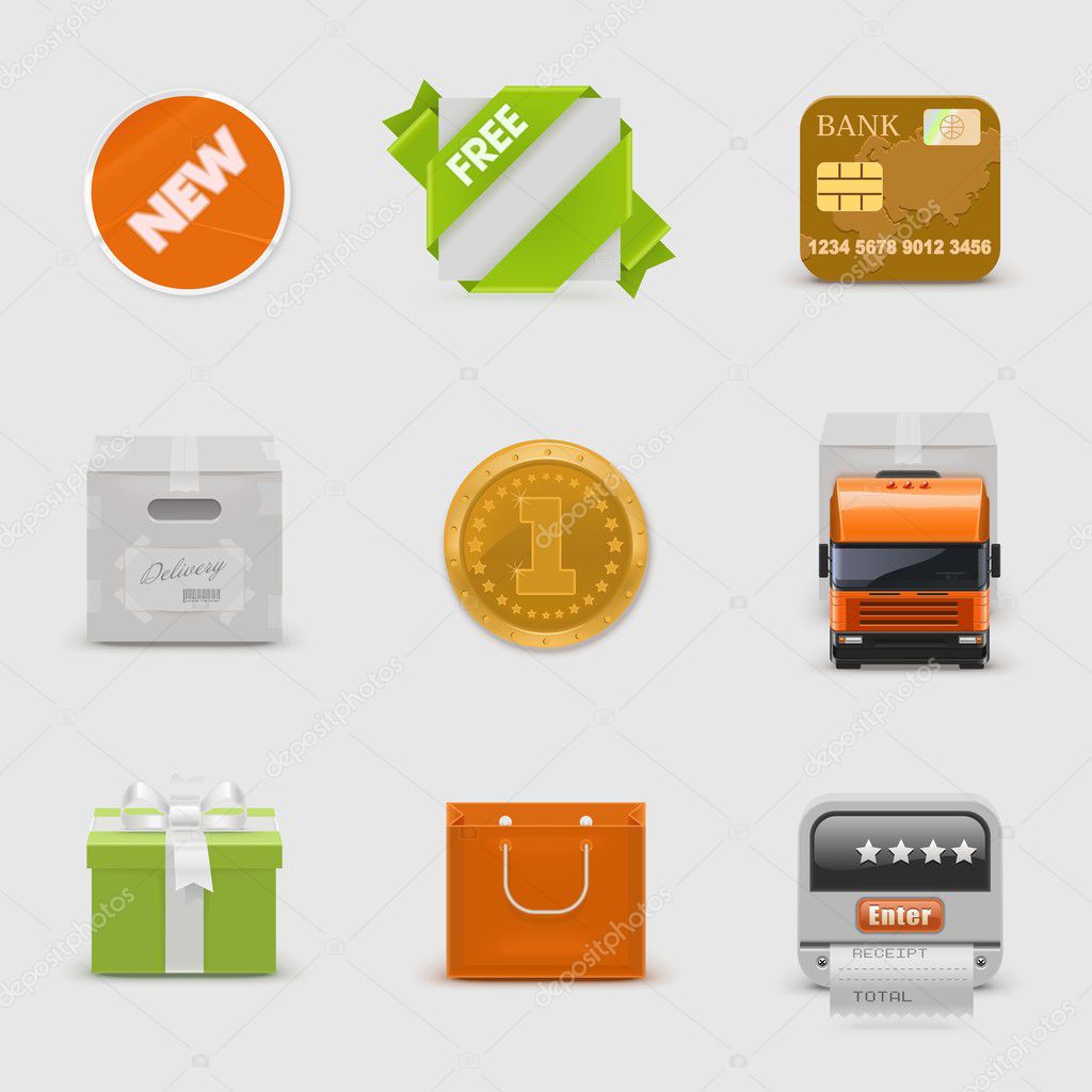 Retail and delivery vector icon set