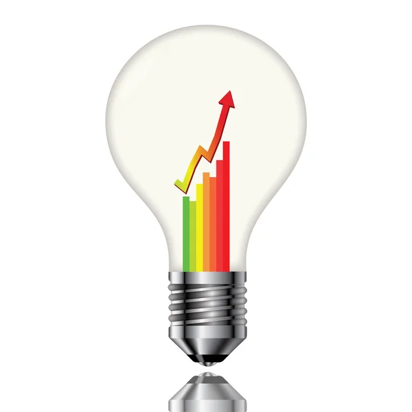Bulb with a chart — Stock Vector