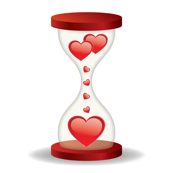 Hourglass with hearts on a white background — Stock Vector