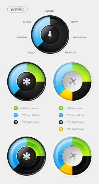 Elementi di Infografica con pulsanti e menu — Vettoriale Stock