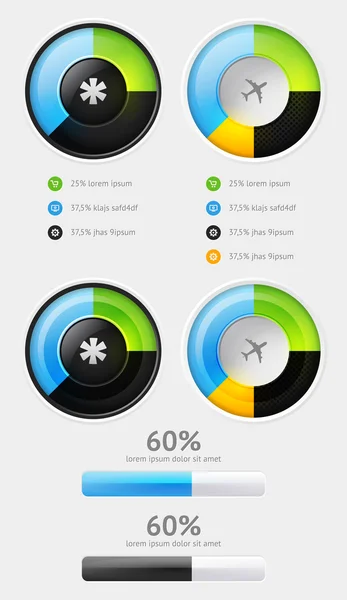 Elementos de infografías con botones y menús — Archivo Imágenes Vectoriales