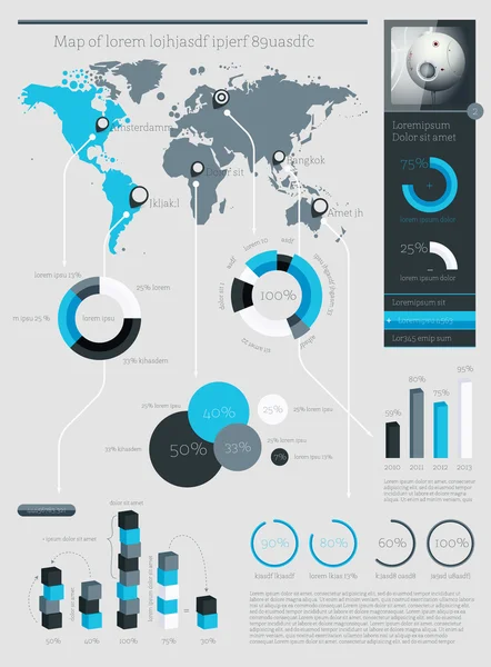 Elementos de infografías con botones y menús — Vector de stock