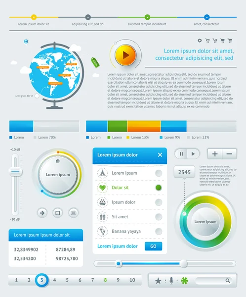 Elementos de Infográficos com botões e menus — Vetor de Stock