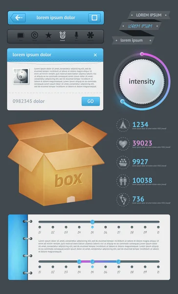 Elementos de infografías con botones y menús — Vector de stock