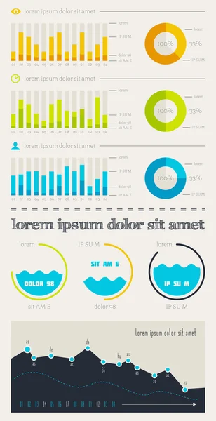 Elementen van infographics met knoppen en menu 's — Stockvector