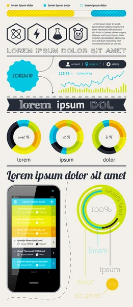 Elementi di Infografica con pulsanti e menu — Vettoriale Stock