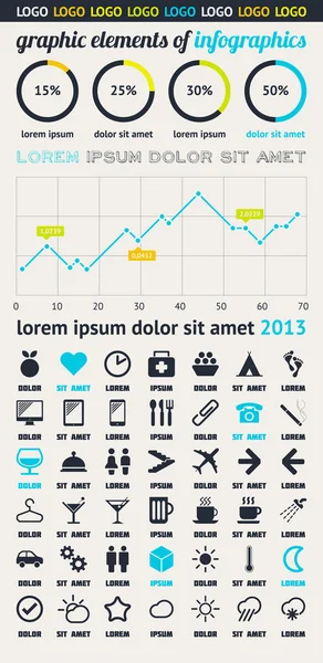 Elements of Infographics with buttons and menus — Stock Vector