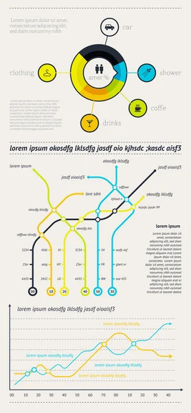 Elementi di Infografica con pulsanti e menu — Vettoriale Stock