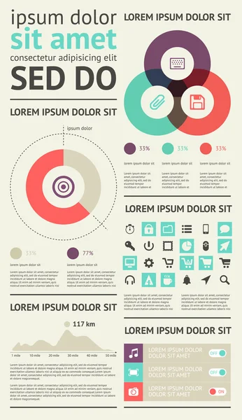 Éléments d'infographie avec boutons et menus — Image vectorielle