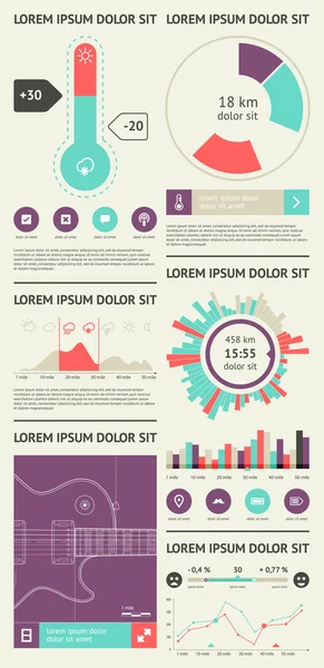 Elementer af Infografik med knapper og menuer – Stock-vektor