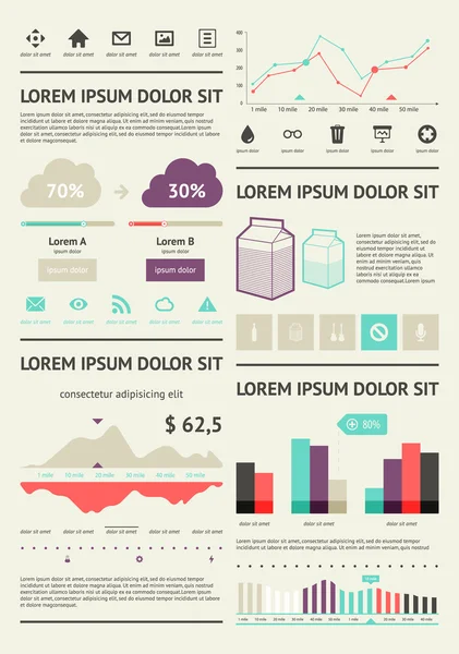 Elements of Infographics with buttons and menus — Stock Vector