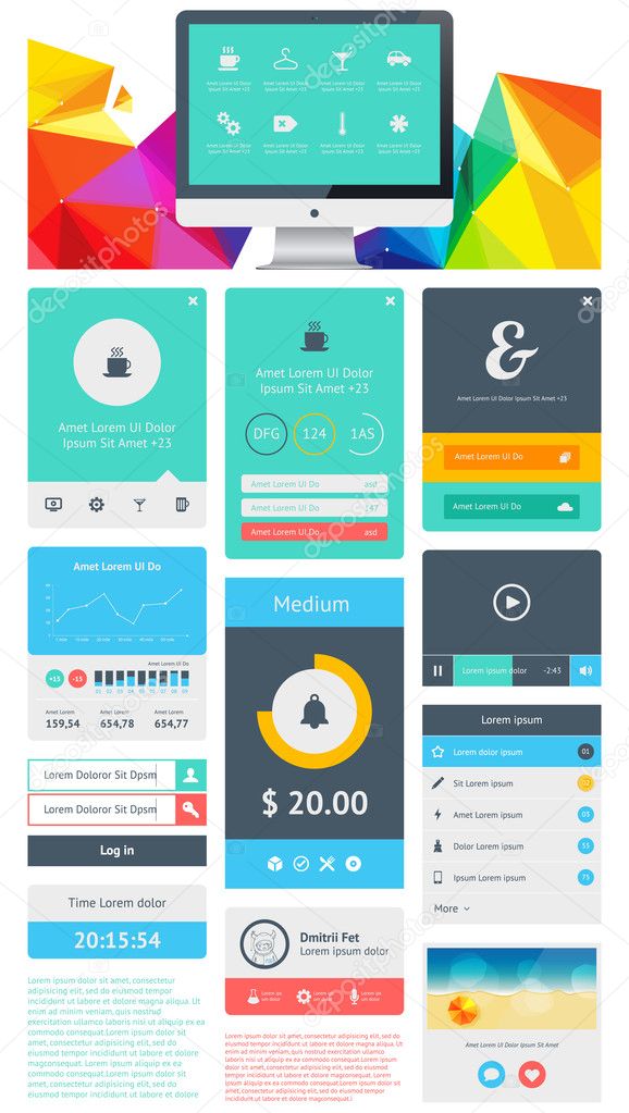UI is a set of beautiful components featuring the flat design trend