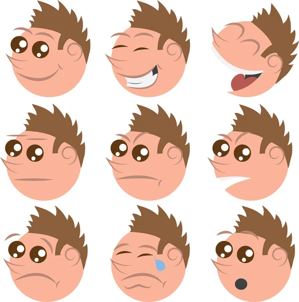 Round Face Expressions — Stock Vector