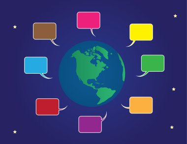 Dünya konuşma kabarcıklar renk