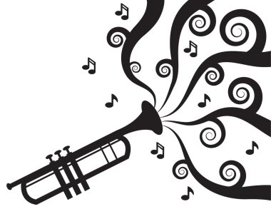 trompet çalan müzik siluet