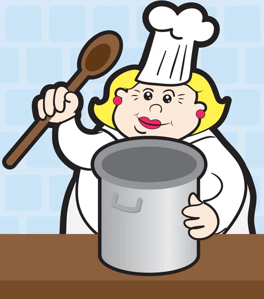 Femme chef avec pot — Image vectorielle