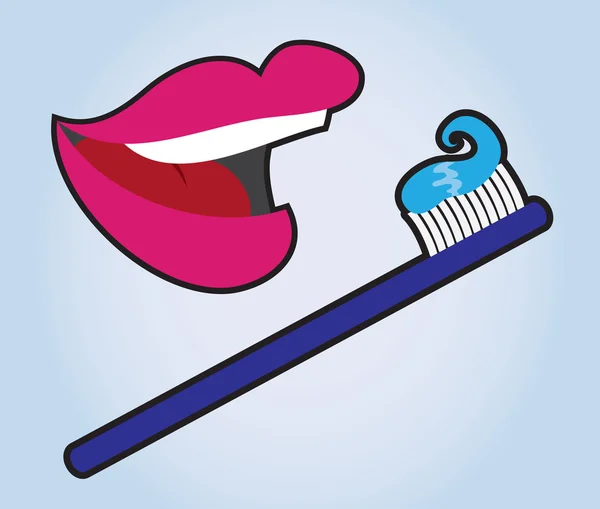 Lippen tanden borstel — Stockvector