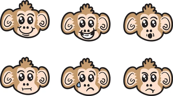 Monkey Faces — Stock Vector