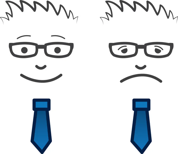 Business Face Happy Sad — Vector de stoc