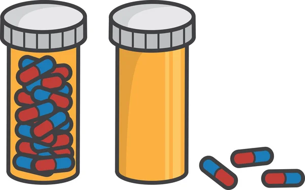 Pill Bottle Full Empty — Stock Vector