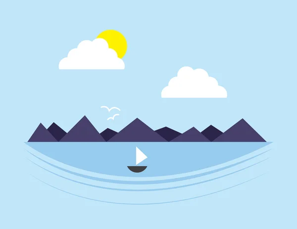 Montaña escena agua — Vector de stock