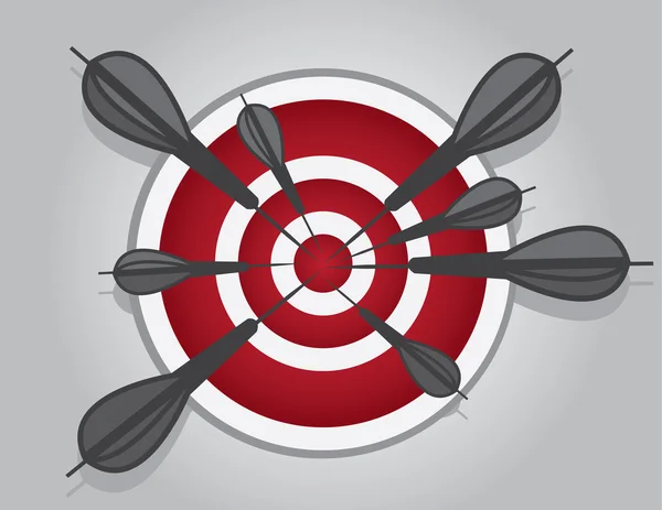 Bullseye veel donkere Darten — Stockvector