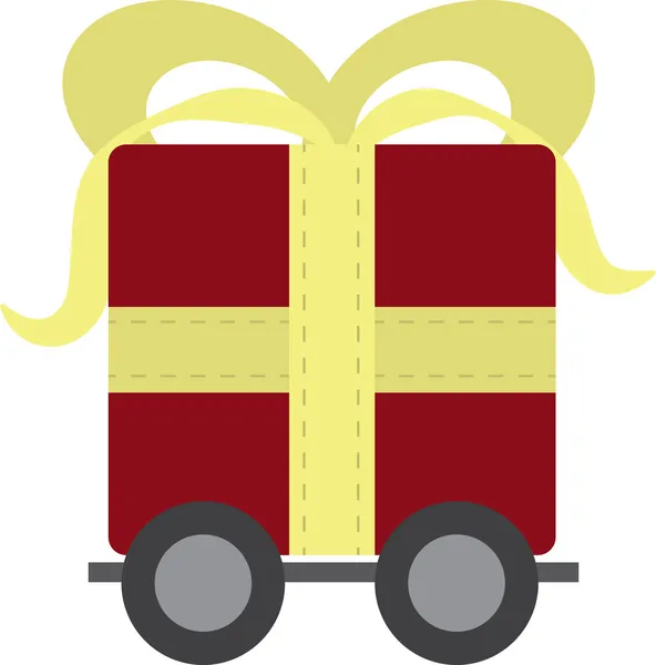 Gift on Wheels Red — Stock Vector