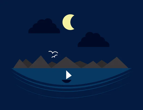 Scène de montagne Nuit d'eau — Image vectorielle