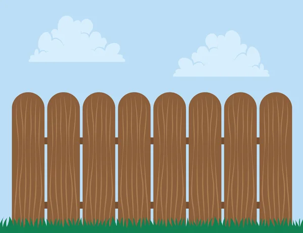 Fence Wooden Sky — Stock Vector