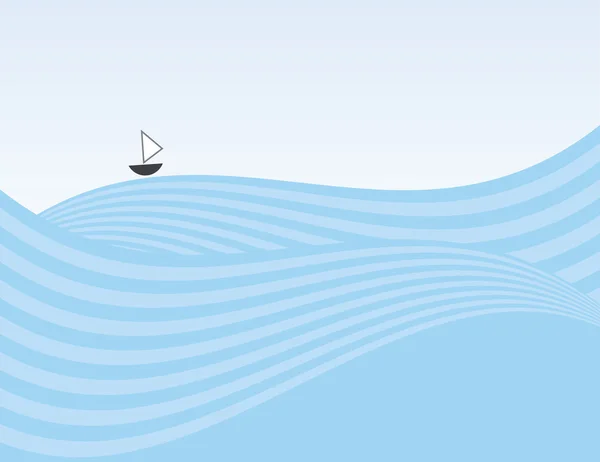 抽象海浪帆船 — 图库矢量图片