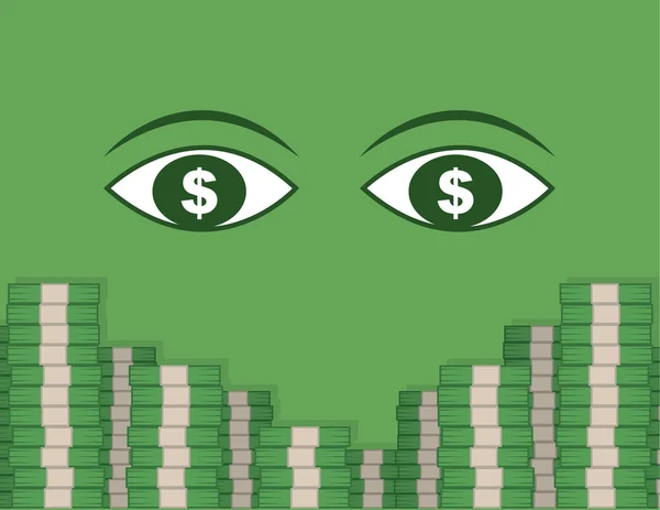 Eyeing Money Stacks — Stock Vector