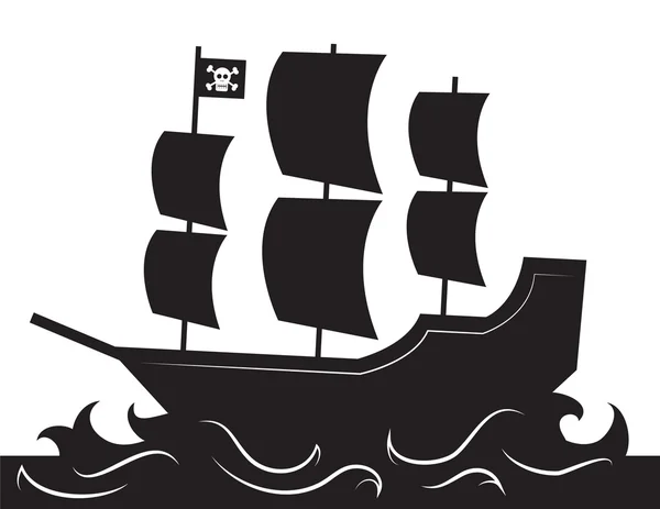 Silueta de barco pirata — Vector de stock