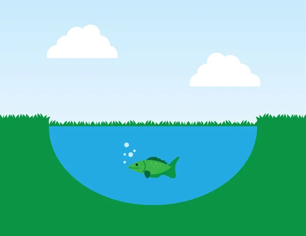 Fish in Pond — Stock Vector