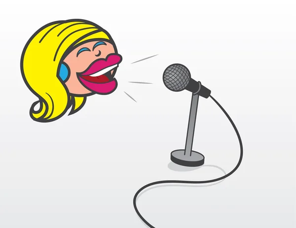 Επιπλέουν κεφάλι γυναίκα με μικρόφωνο — Διανυσματικό Αρχείο