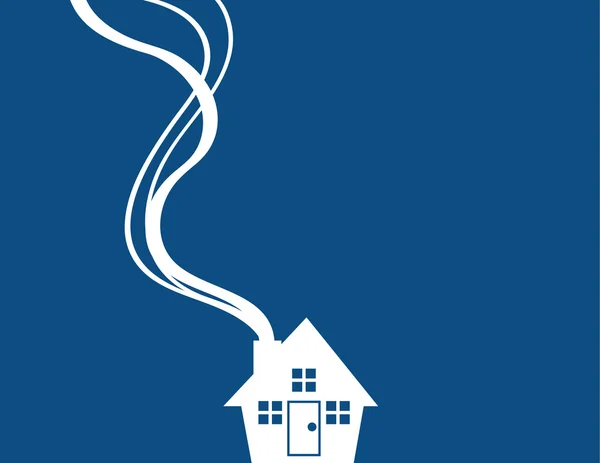 Casa silueta azul mínimo — Vector de stock