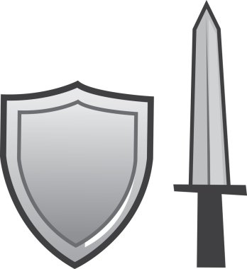 kılıç ve kalkan izole