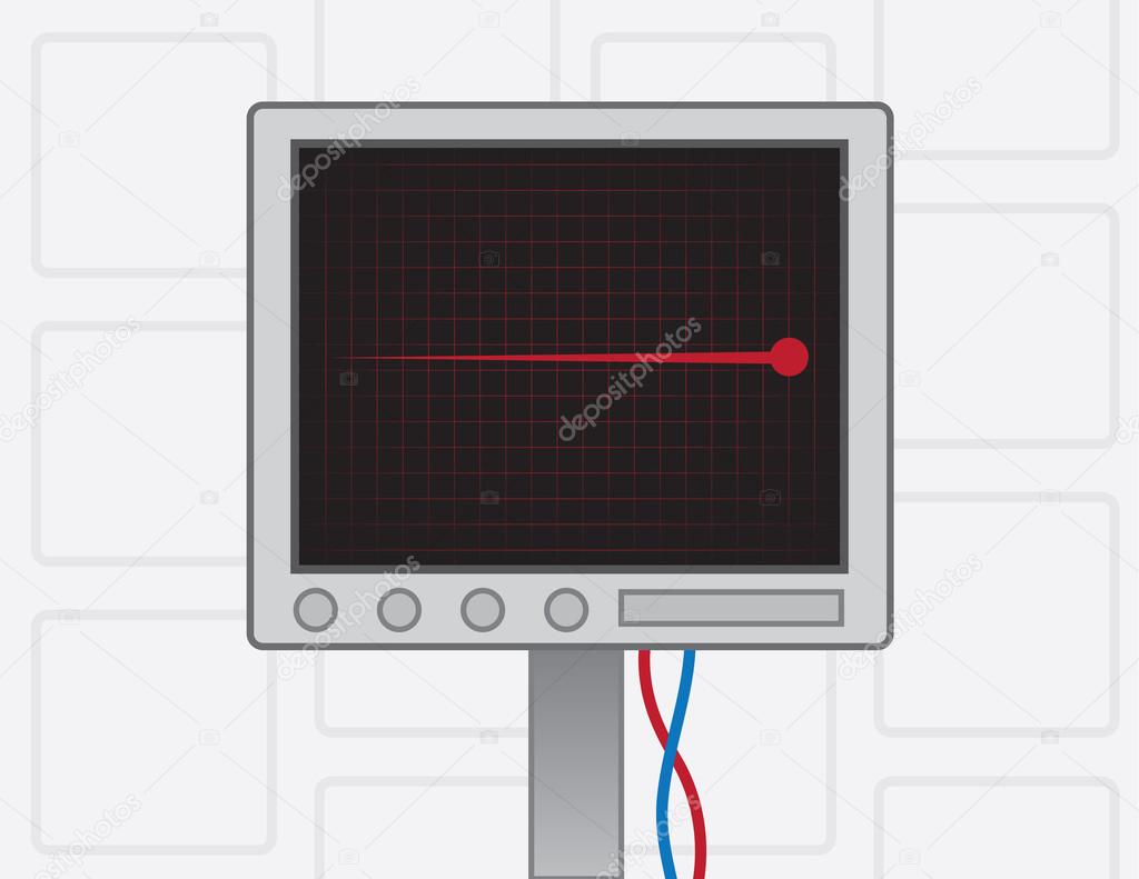EKG Machine Red Flatline