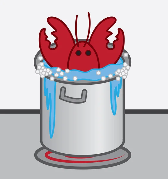 Lobster Cooking Pot — Stock Vector