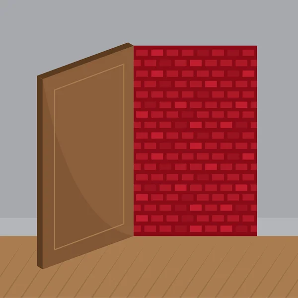 Kapı tuğla duvar — Stok Vektör