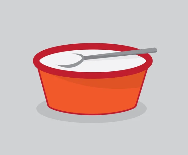 Cuenco de leche con cuchara — Vector de stock