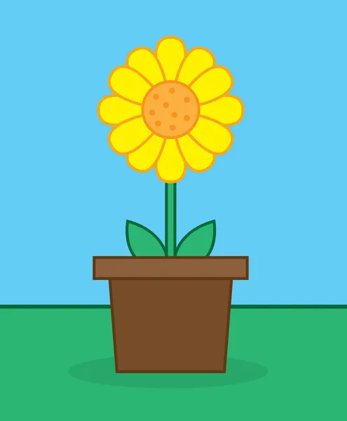 Sunflower Pot — Stock Vector