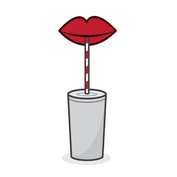 Labios Beber de paja — Vector de stock