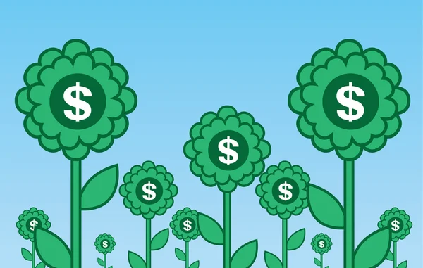 Flores de dinero — Vector de stock