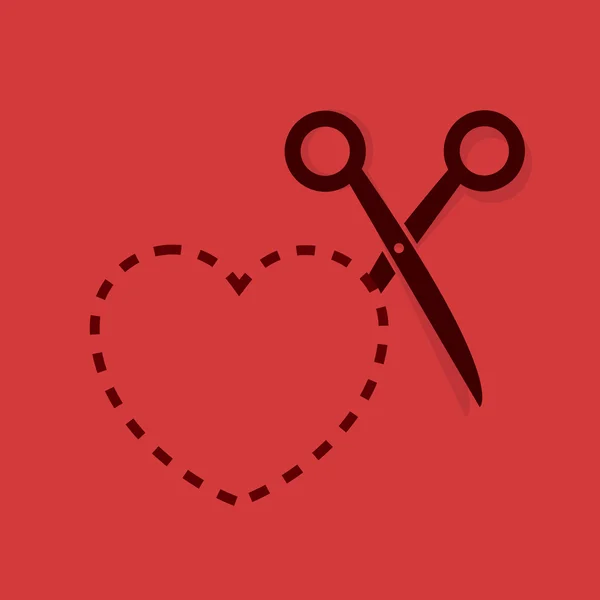 Heart Scissor Dotted Line — Stock Vector