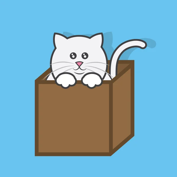 Cat In Box — Stock Vector