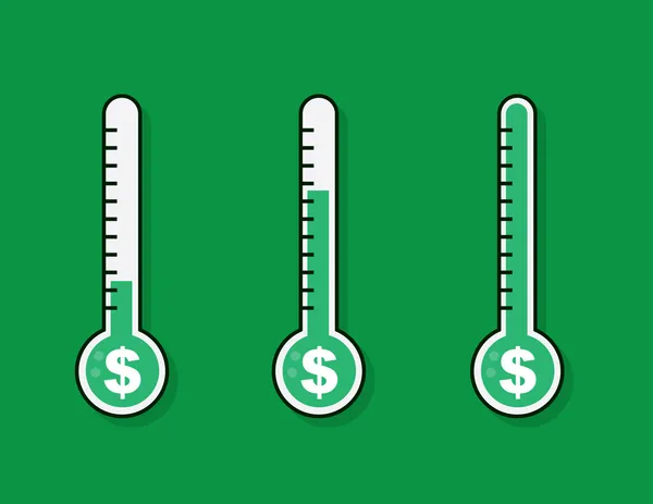 Objetivo de dinero completo del termómetro — Vector de stock