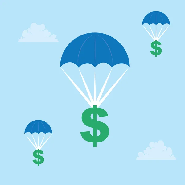 Parachuting Dollar Sign — Stock Vector